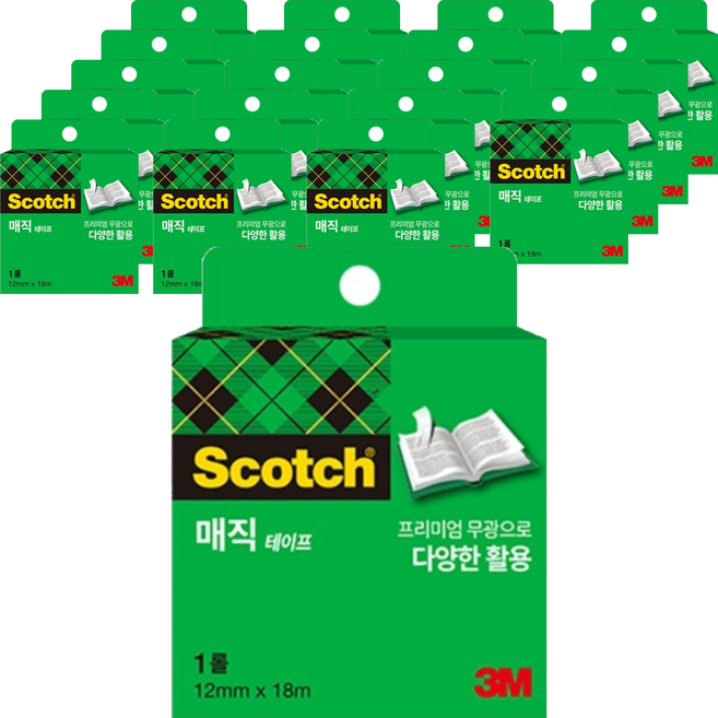 3M Scotch 神奇膠帶 補充包 12mm x 18m, 混合顏色, 20個