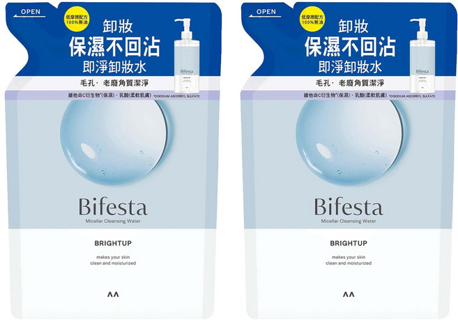 Bifesta 碧菲絲特 抗暗沉即淨卸妝水 補充包 保濕不回沾 輕鬆卸妝 柔滑輕拭 一擦即淨, 360ml, 2包