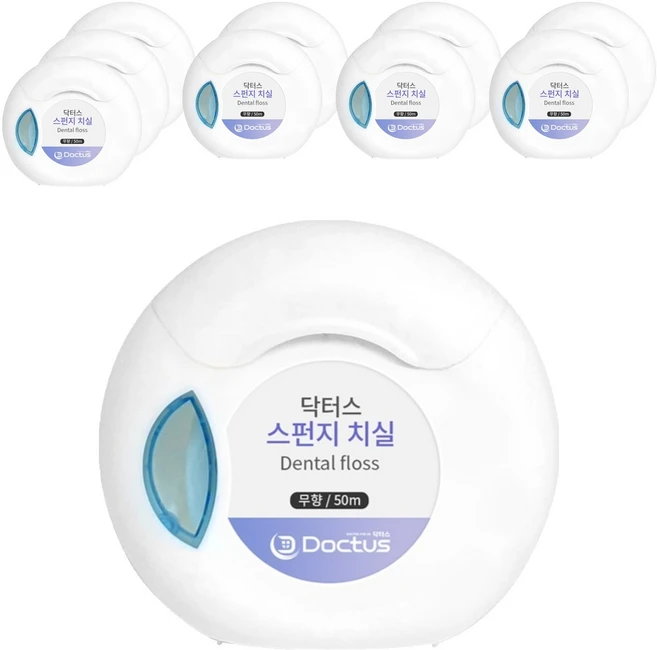 DOCTUS 스펀지 왁스 치실 50m, 1개입, 10개 - 쿠팡