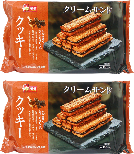 福伯 曲奇餅 巧克力夾心, 168g, 2包