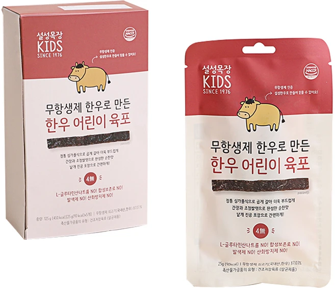 설성목장 무항생제 한우로 만든 한우 어린이 육포, 쇠고기 육포맛, 25g, 5개 - 쿠팡