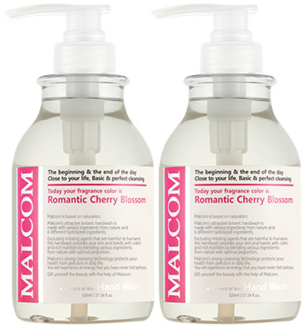 말콤 로맨틱 체리블라썸 핸드워시 플로럴향, 520ml, 2개