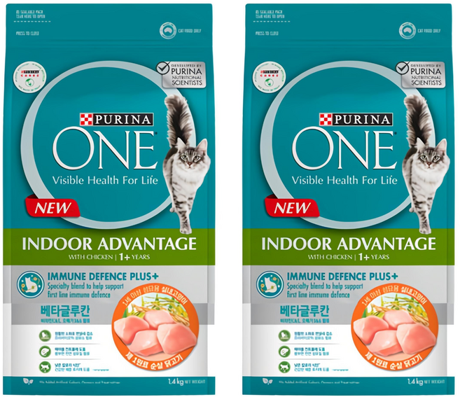 퓨리나원 캣 순살 닭고기 기능성 사료, 인도어, 1.4kg, 2개