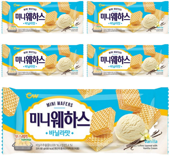 청우식품 미니웨하스 바닐라맛, 5개, 80g