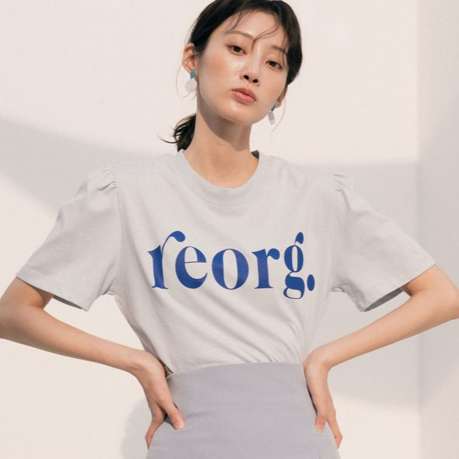 리올그 여성용 통기성 R PRINTING PUFF 반팔 티셔츠 (2color)