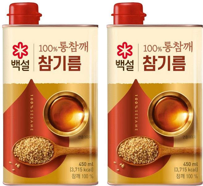 백설 100% 통참깨 참기름, 450ml, 2개