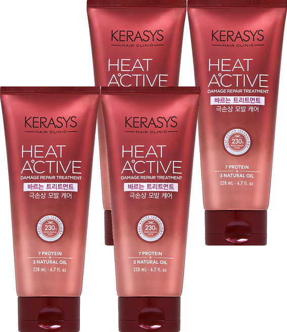 케라시스 히트 액티브 극손상 헤어 바르는 트리트먼트, 220ml, 4개