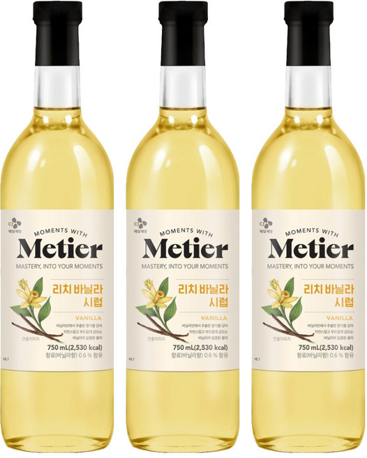 메티에 리치 바닐라 시럽, 750ml, 3개