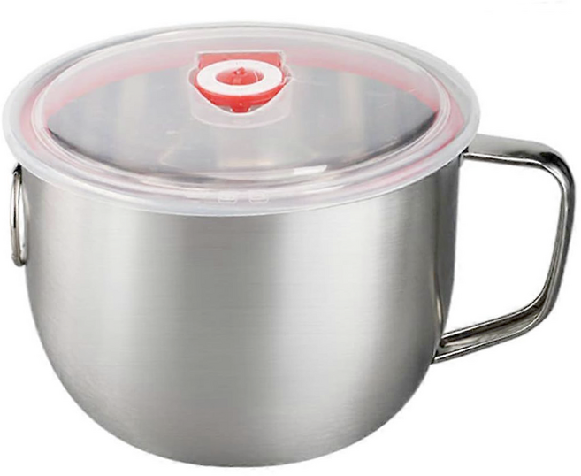 AHOYE 304不鏽鋼泡麵碗 附保鮮蓋 1.3L, 1個, 銀色