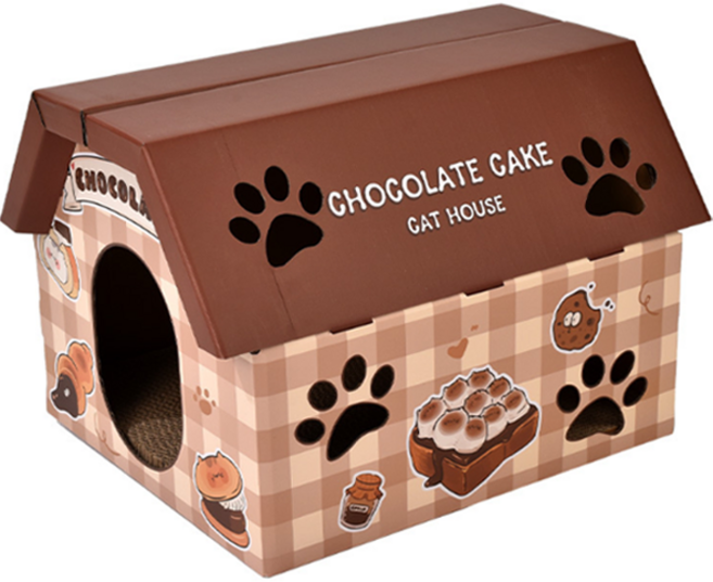 퍼플펫 고양이 박스하우스 애완동물 2층 숨숨집, 초코하우스, 1개