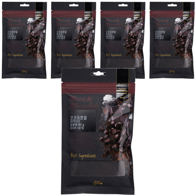 브레드가든 블랙 코코아 파우더, 80g, 5개