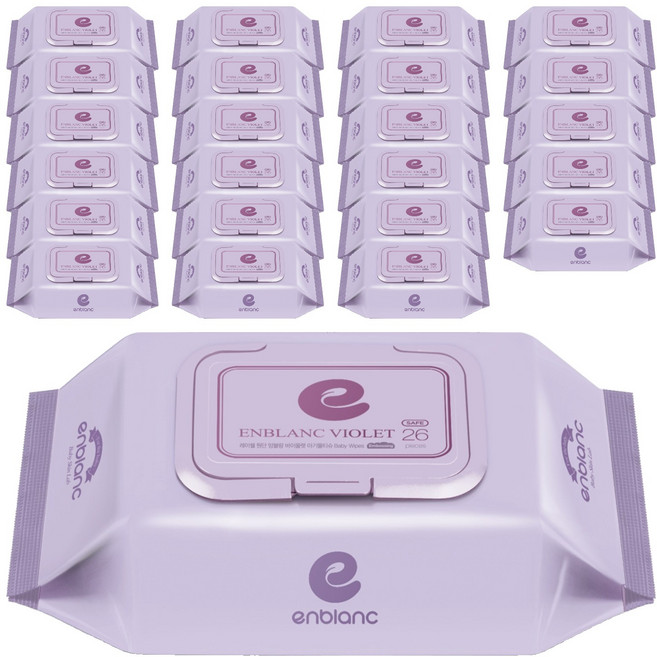 앙블랑 세이프 바이올렛 아기물티슈 휴대캡형, 70g, 26매, 24개