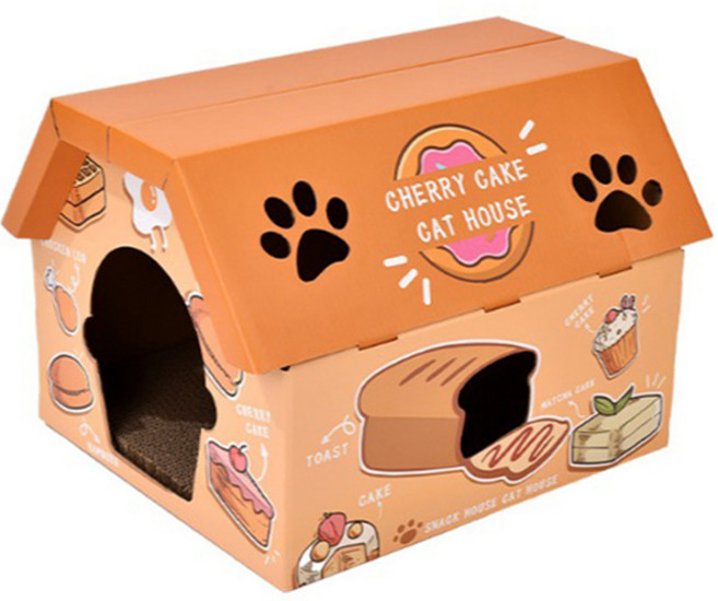 퍼플펫 고양이 박스하우스 골판지 스크래쳐 숨숨집, 케이크 하우스, 1개