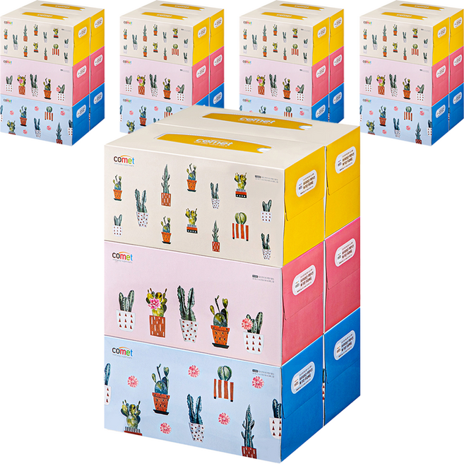 코멧 프리미엄 부드러운 천연펄프 미용티슈, 280매, 30개