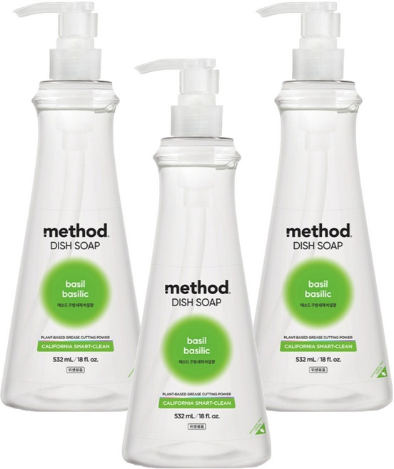 메소드 주방세제 바질향, 532ml, 3개