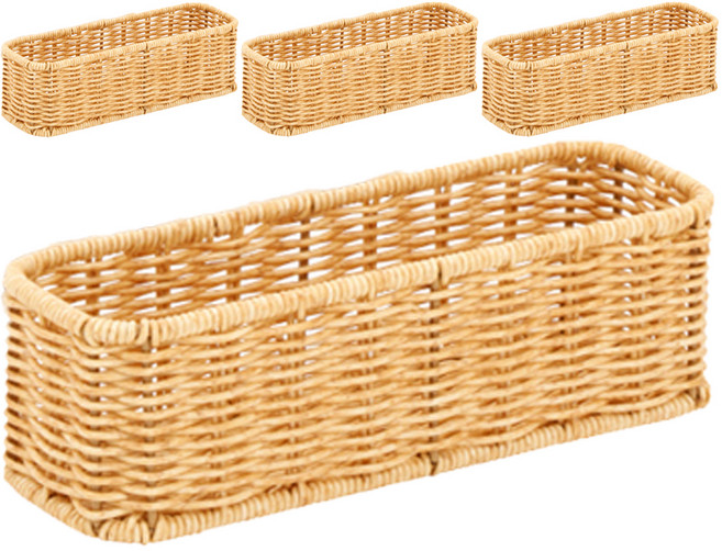 하우스레시피 PP 라탄 1칸 서랍정리대, 베이지, 4개