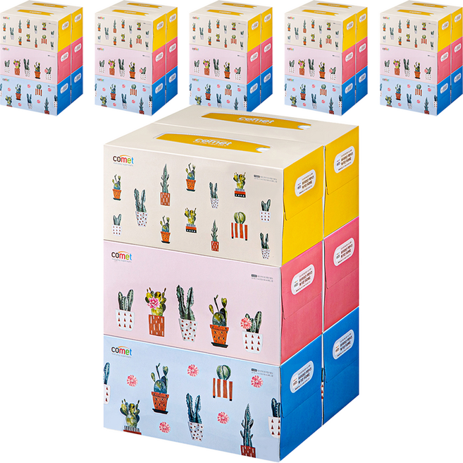 코멧 프리미엄 부드러운 천연펄프 미용티슈, 280매, 36개