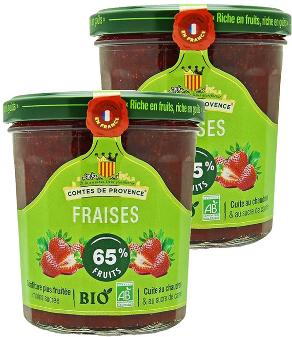 꼼드프로방스 유기농 딸기 스프레드 잼, 350g, 2개