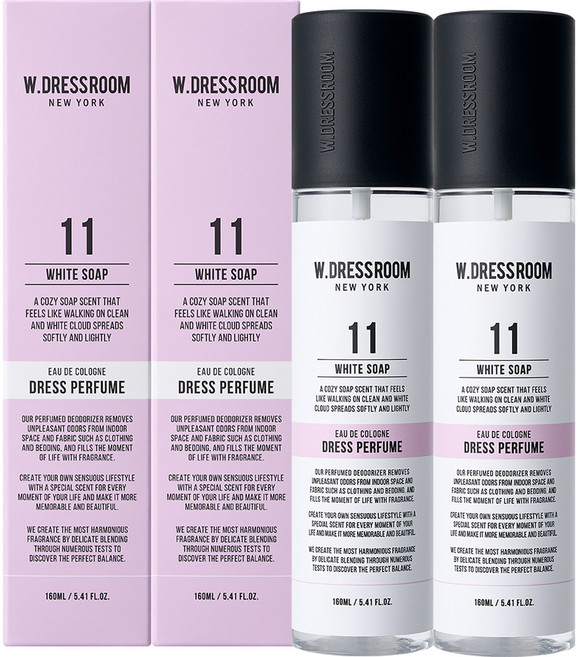 더블유드레스룸 드레스퍼퓸, 11 화이트솝, 160ml, 2개