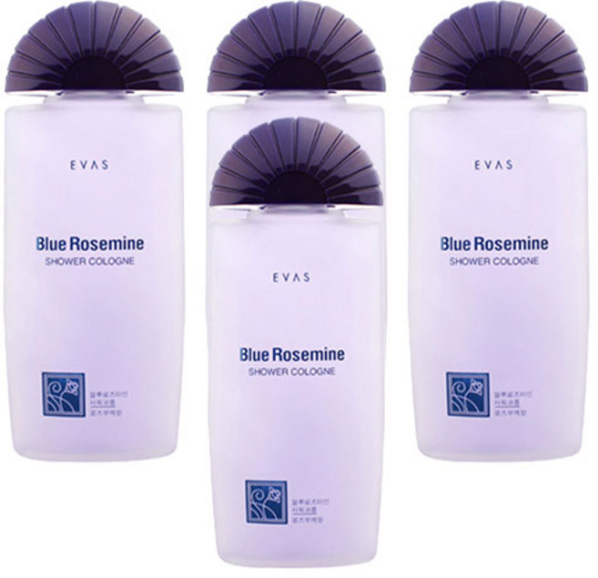 에바스코스메틱 로즈마인 블루 샤워코롱 로즈부케향, 185ml, 4개