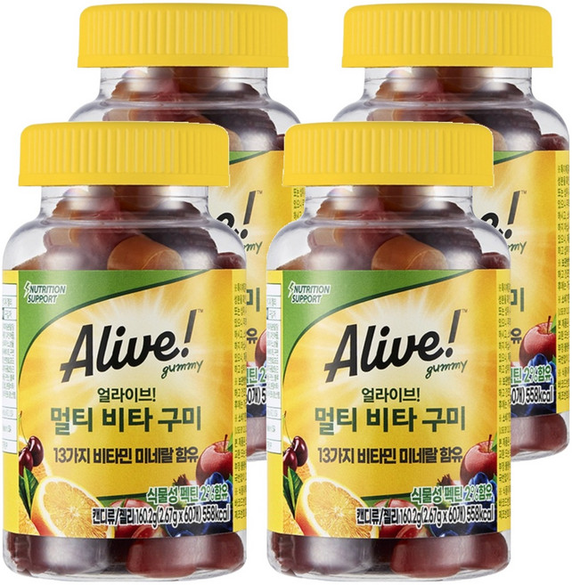 Alive 綜合維他命軟糖, 60錠, 4個