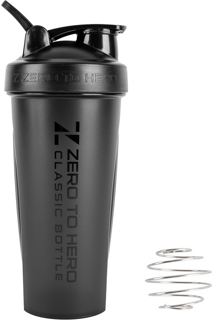 제로투히어로 클래식 프리미엄 쉐이커 PRO 70 x 215 mm, 블랙, 1개, 800ml