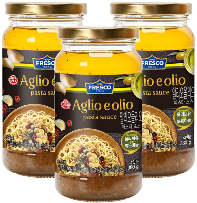 오뚜기프레스코 알리오올리오 파스타소스, 380g, 3개