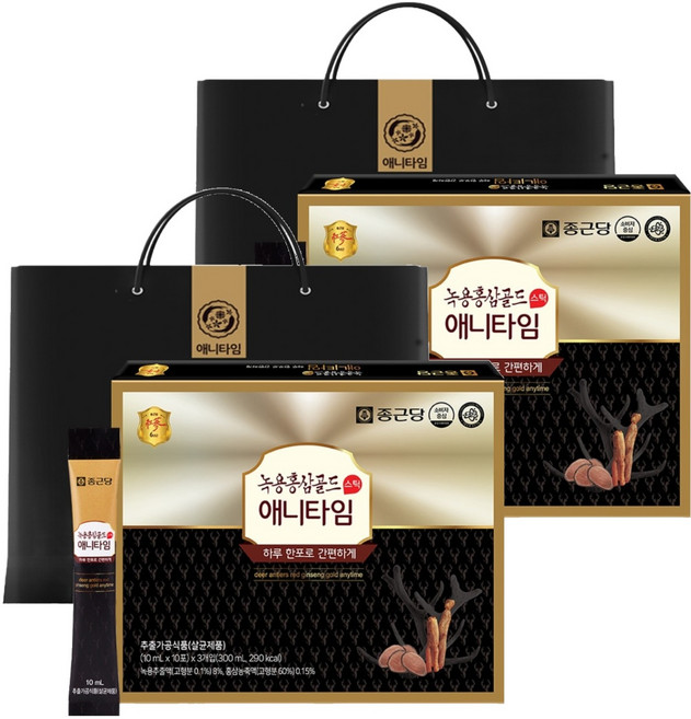 종근당 녹용홍삼 애니타임 골드, 30회분, 2개