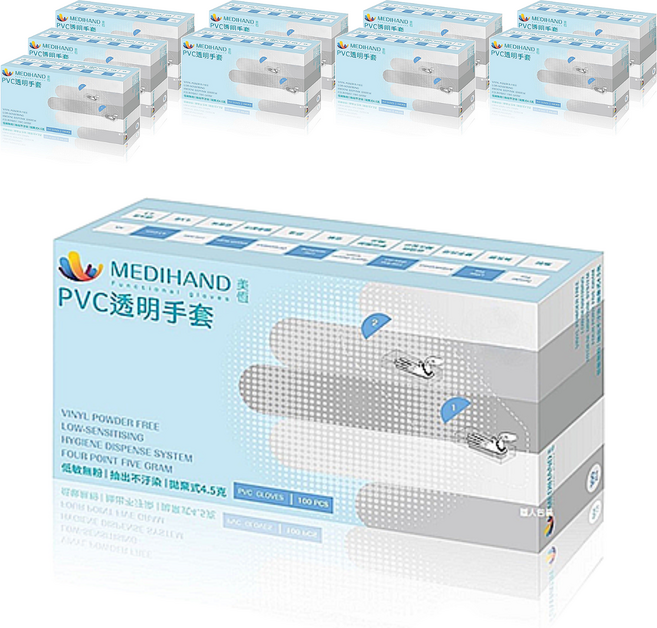 MEDIHAND 美恆 PVC透明手套 XL 4.5g, 100個, 10盒