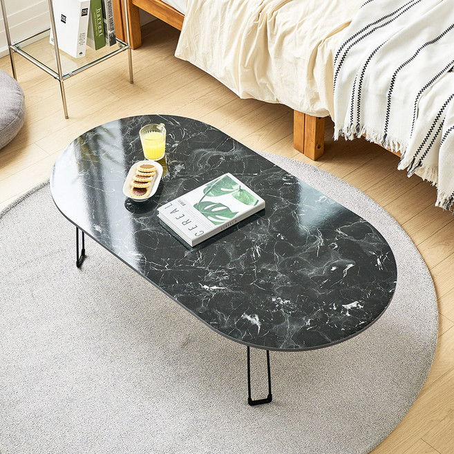 아이캔컴퍼니 국내생산 라운드볼 12060 LPM 접이식 테이블, 블랙마블