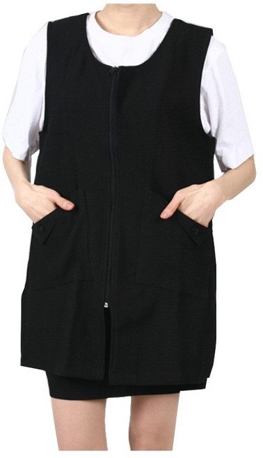 레뷰가운 앞트임 원피스형 앞치마 sfae283 L, 1개, 검정