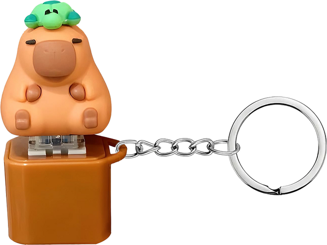 按鍵鑰匙圈, 卡皮巴拉 咖啡色, 1個