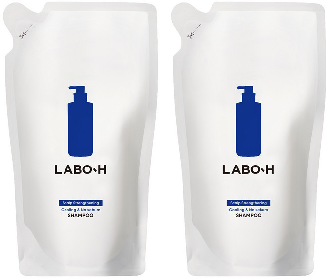 LABO-H 涼爽無油健髮洗髮精補充包, 2個, 400ml