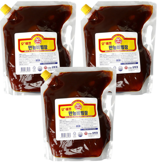 오뚜기 오쉐프 만능비빔장, 2kg, 3개