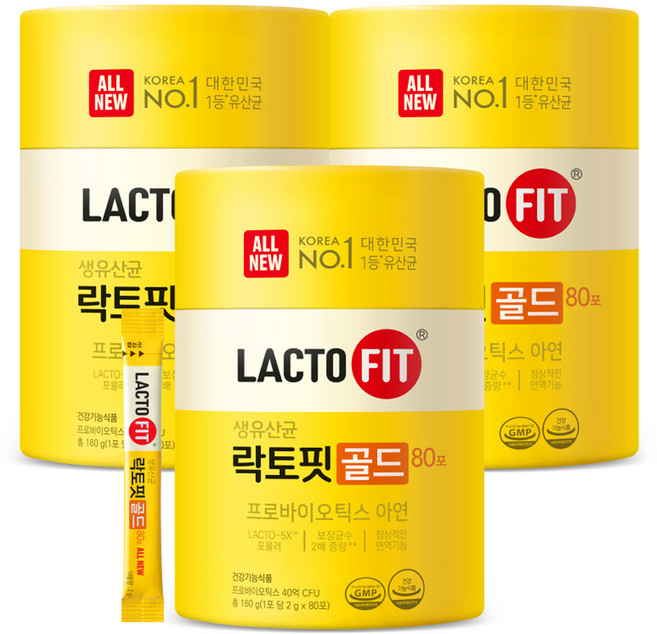 Chong Kun Dang 鍾根堂 LACTO-FIT Gold益生菌粉隨身包, 160g, 3罐