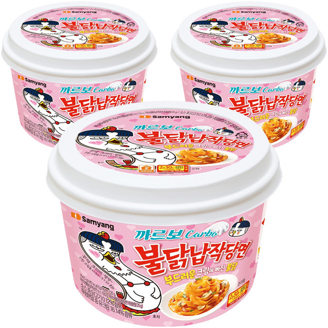 불닭 납작당면 까르보 164.5g, 3개