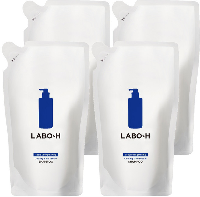 LABO-H 涼爽無油健髮洗髮精補充包, 4個, 400ml