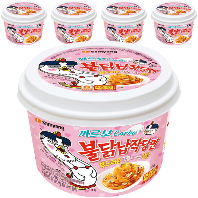불닭 납작당면 까르보 164.5g, 5개