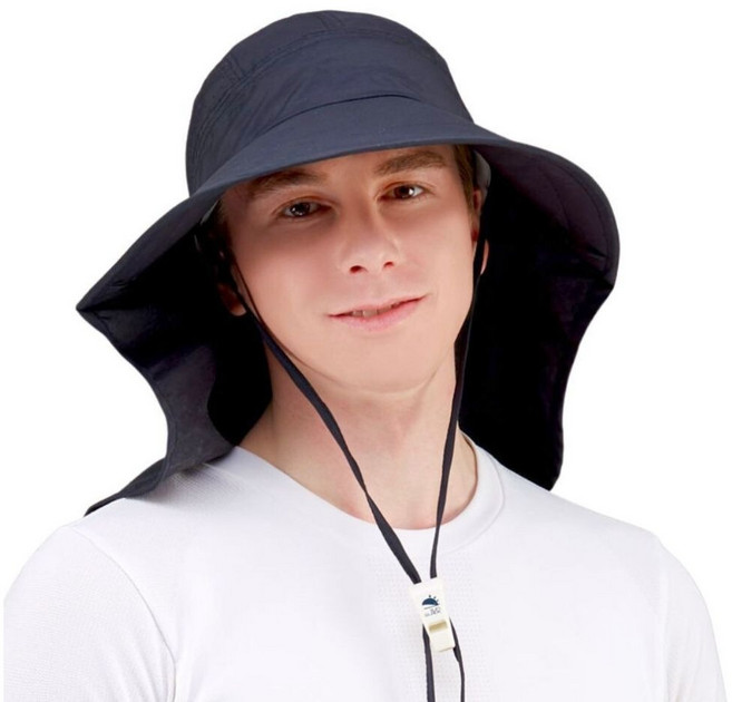 썬글레이드 성인용 UV 와이드 아쿠아 플랩캡, 블랙, 1개