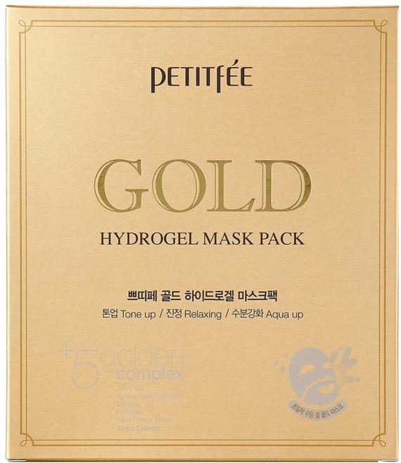 PETITFEE 黃金水凝膠面膜 Set 5片 32g 含有海藻類, 1盒