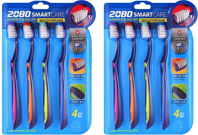 2080 애경 스마트케어 칫솔 4입, 4개입, 2개