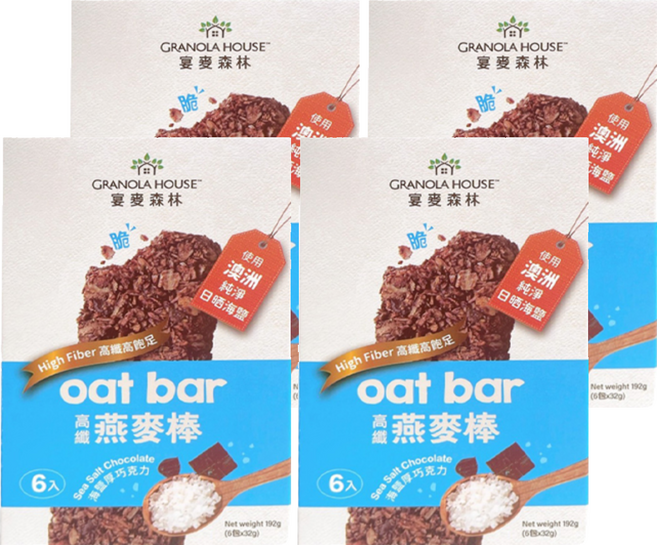 GRANOLA HOUSE 宴麥森林 燕麥棒 海鹽厚巧克力 6入, 192g, 4盒