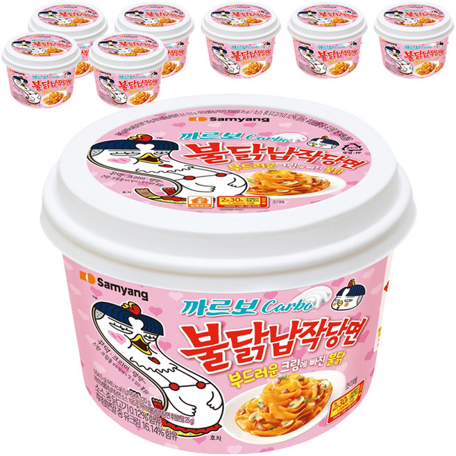 불닭 납작당면 까르보 164.5g, 8개