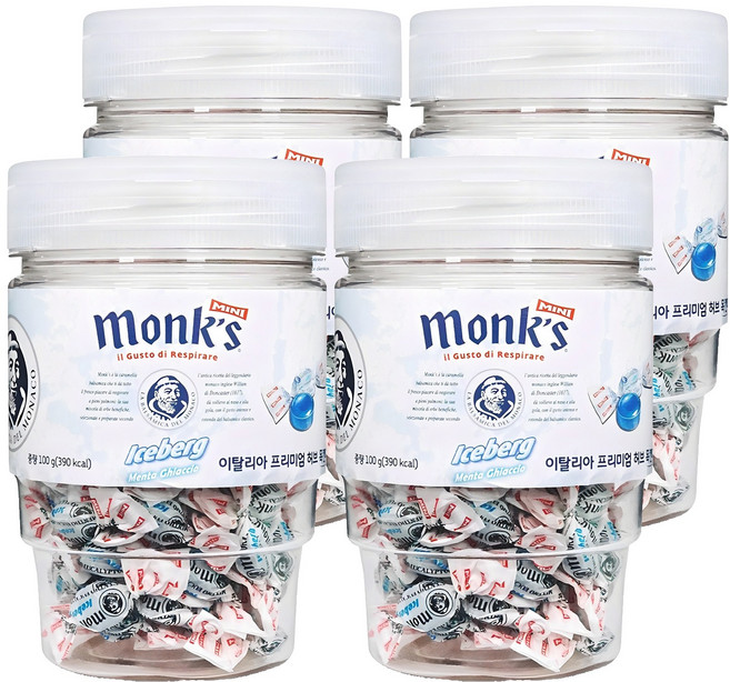 Monks 아이스버그 캔디, 100g, 4개