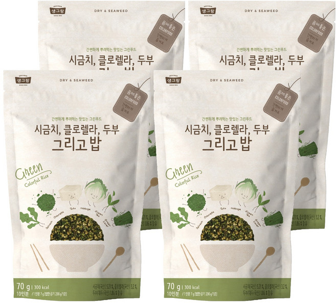 Saenggran 菠菜小球藻豆腐和米飯 Furikake, 70g, 4個