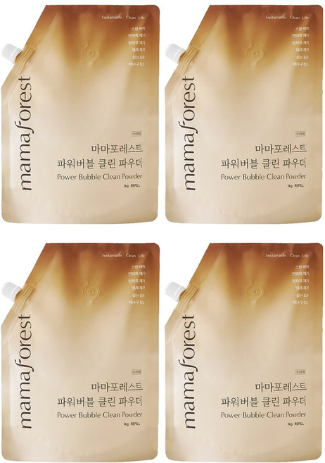 마마포레스트 파워 버블 클린파우더 리필팩, 1kg, 4개