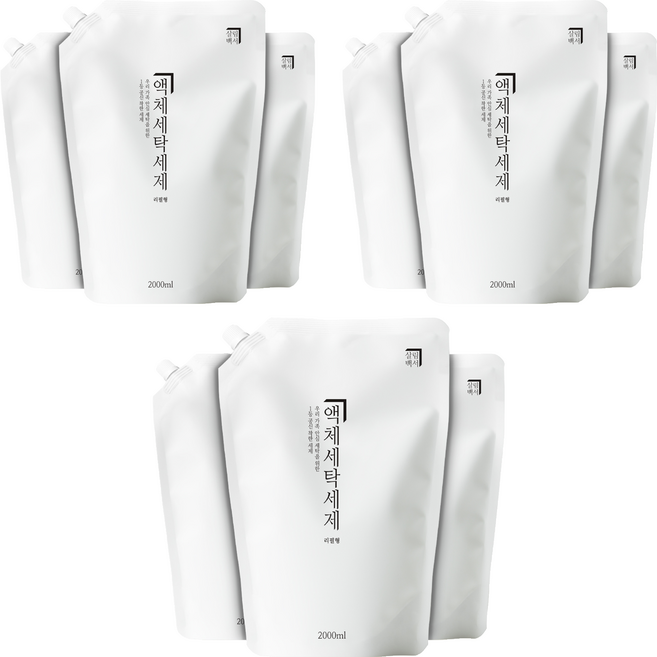 살림백서 드럼 일반겸용 액체세탁세제 리필, 2L, 9개