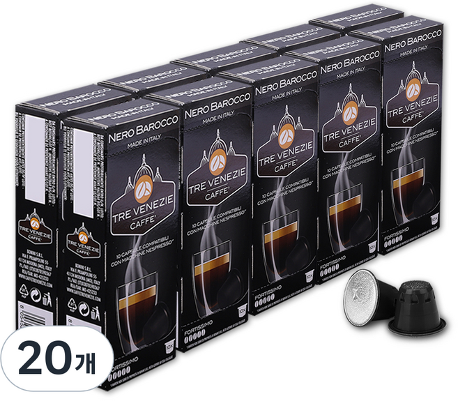 트레베네치아 네스프레소 호환 캡슐커피 네로바로코, 5.5g, 10개입, 20개
