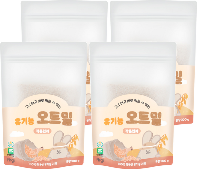 퍼기 유아용 유기농 오트밀 이유식 작은입자, 300g, 4개