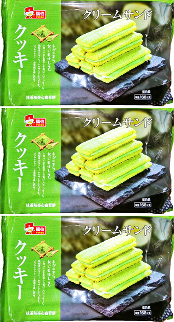 福伯 抹茶味夾心曲奇餅, 168g, 3包